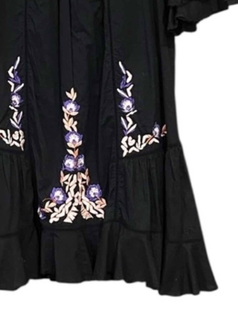 Free People Pavlo Embroidered Ruffle Mini Dress Black Women’s  Size Small - Picture 6 of 14